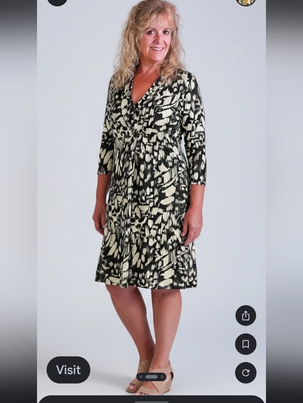Black and White Patterned Dress By LASANIA. longer One Side Size 16